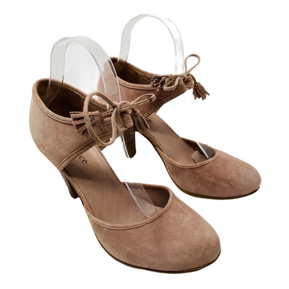 Sundance Catalog Florentina Tassel Heels Sz 39 US 9 Blush Pink Round Toe